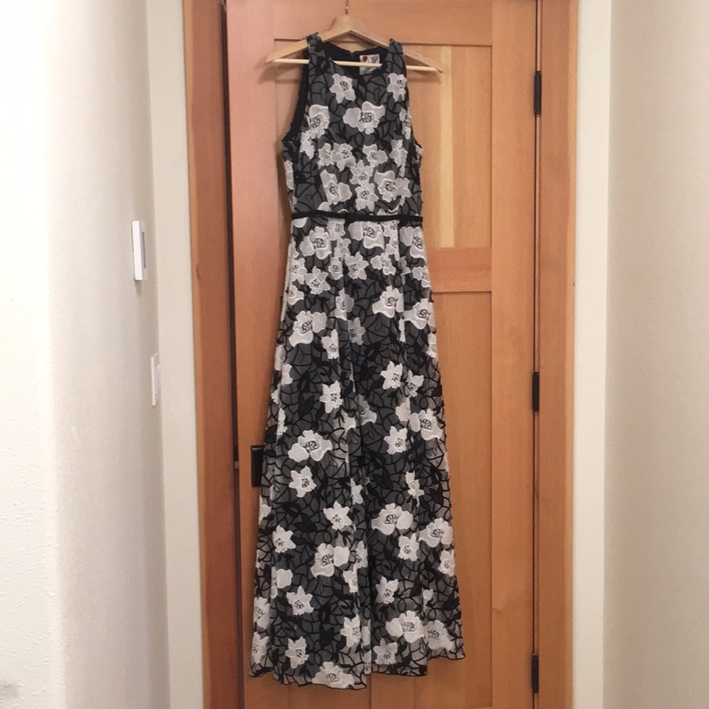 Erin Fetherston Camila black and white floral gown